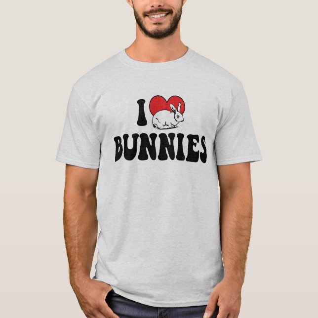 I Love Heart Bunny Rabbits T-Shirt (Front)