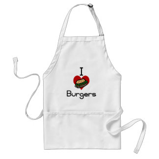I love-heart burgers adult apron