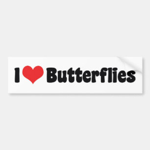 I Love Heart Butterflies - Butterfly Lover Bumper Sticker