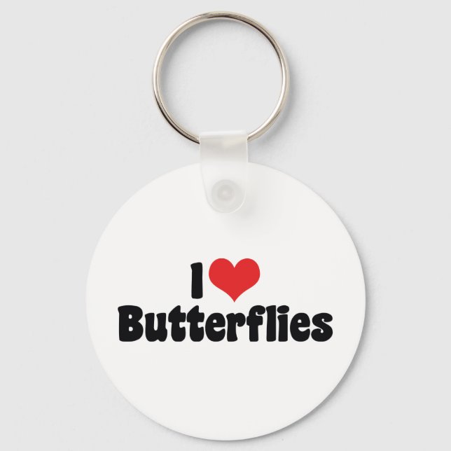 I Love Heart Butterflies - Butterfly Lover Keychain (Front)