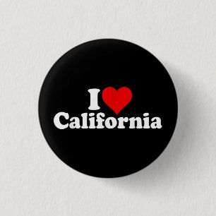 I LOVE HEART CALIFORNIA CALI STATE BUTTON