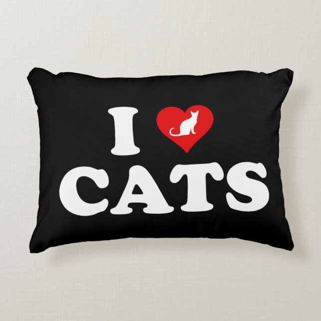I Love (Heart) Cats Accent Pillow (Front)