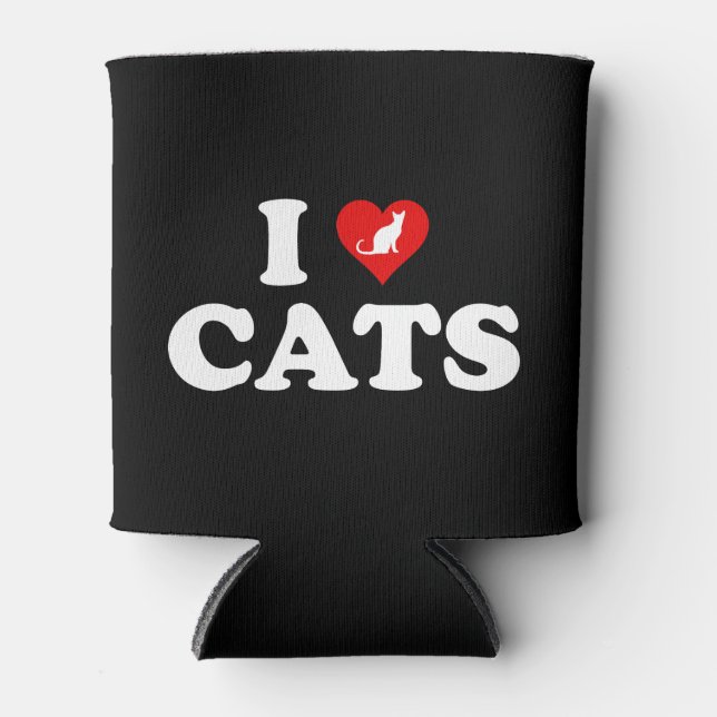 I Love (Heart) Cats Can Cooler (Front)