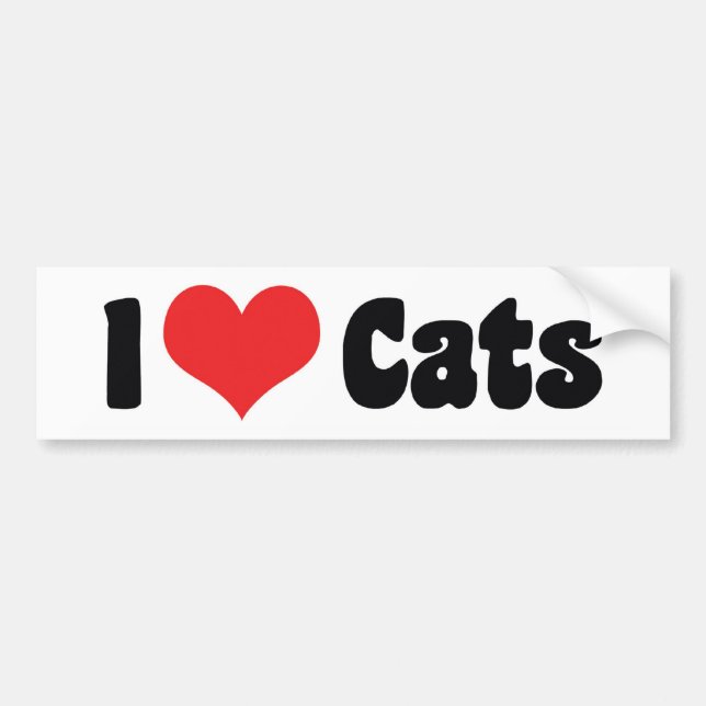 I Love Heart Cats - Cat Lover Bumper Sticker (Front)