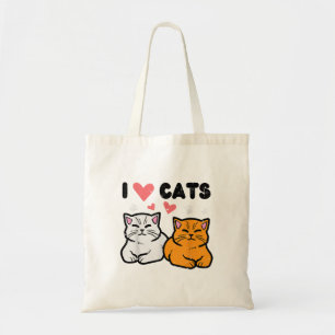 I Love Heart Cats Cute Kittens Pet Tote Bag