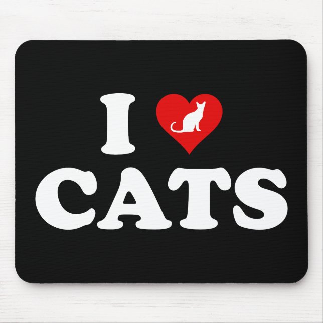 I Love (Heart) Cats Mouse Pad (Front)