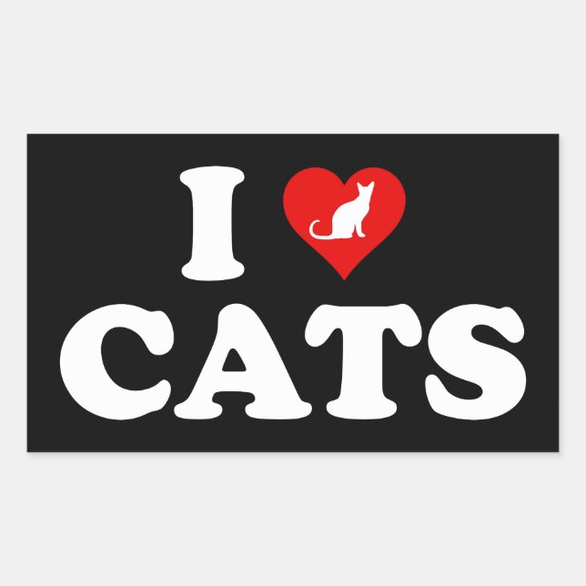 I Love (Heart) Cats Rectangular Sticker (Front)