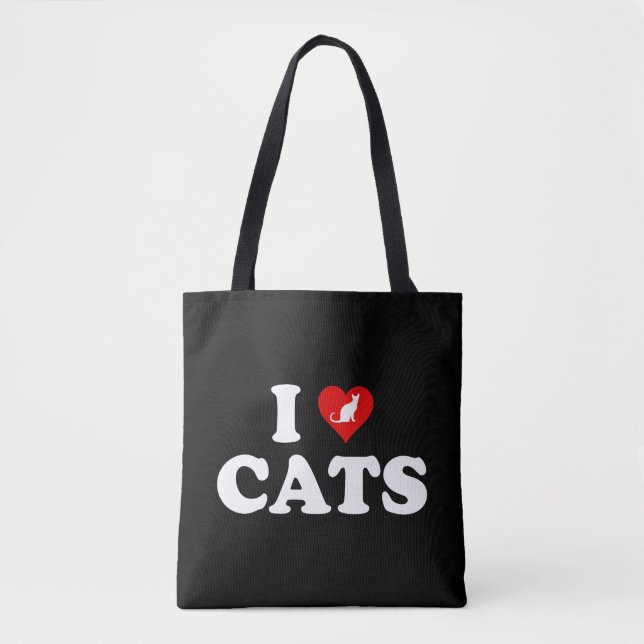 I Love (Heart) Cats Tote Bag (Front)