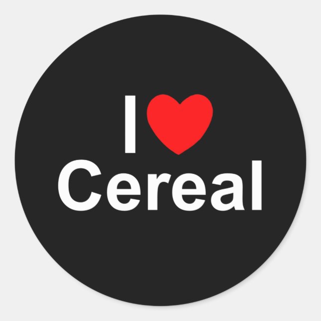 I Love (Heart) Cereal Classic Round Sticker (Front)