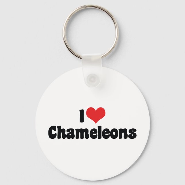 I Love Heart Chameleons - Lizard Lover Keychain (Front)