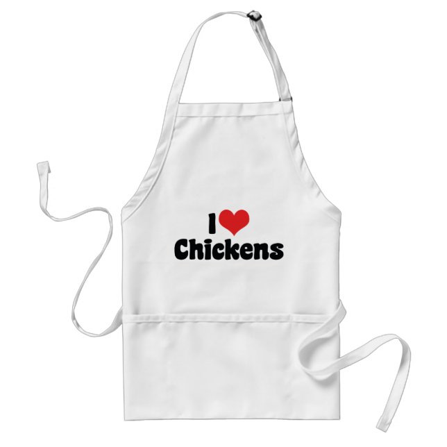 I Love Heart Chickens - Chicken Lover Adult Apron (Front)