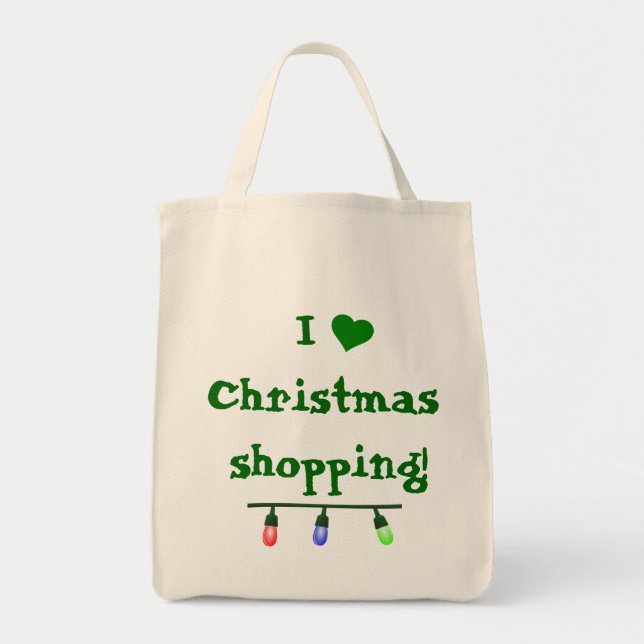 I Love (heart) Christmas Shopping Tote Bag (Front)