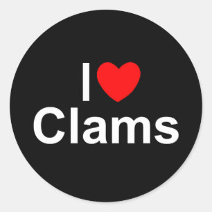 I Love (Heart) Clams Classic Round Sticker