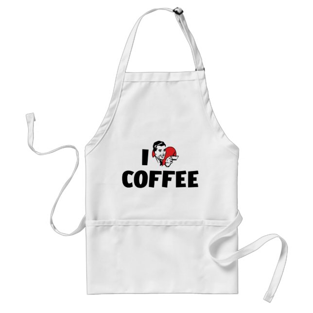 I Love Heart Coffee - Java Caffeine Lover Adult Apron (Front)