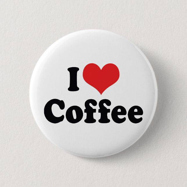 I Love Heart Coffee - Java Caffeine Lover Button (Front)