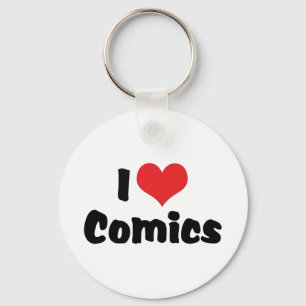 I Love Heart Comics - Comic Book Lover Keychain