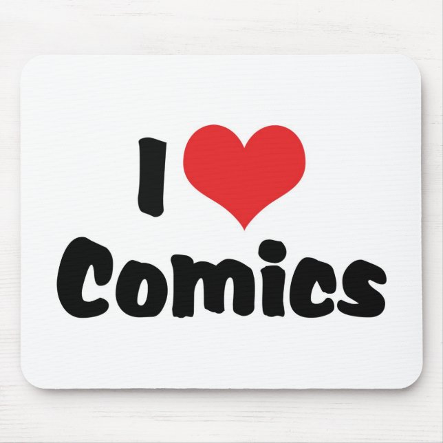 I Love Heart Comics - Comic Book Lover Mouse Pad (Front)