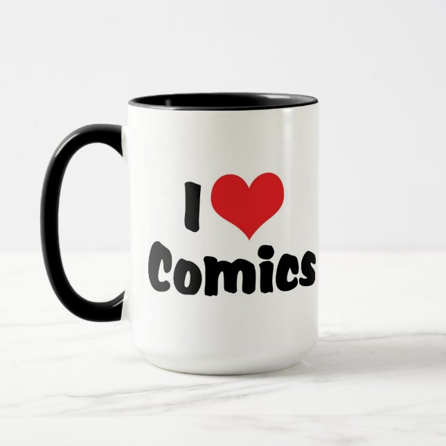 I Love Heart Comics - Comic Book Lover Mug (Left)