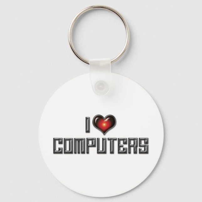 I Love Heart Computers Keychain (Front)
