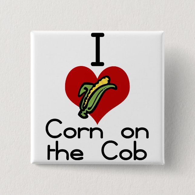 I love-heart corn on the cob pinback button (Front)