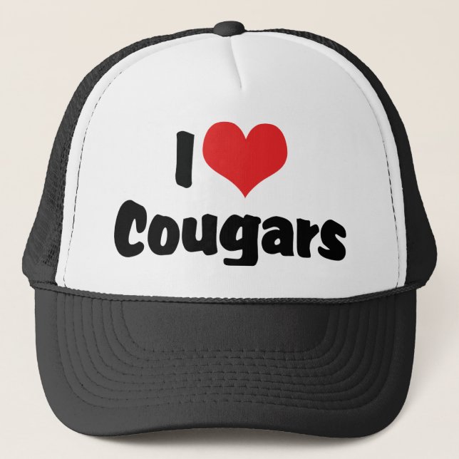 I Love Heart Cougars Trucker Hat (Front)