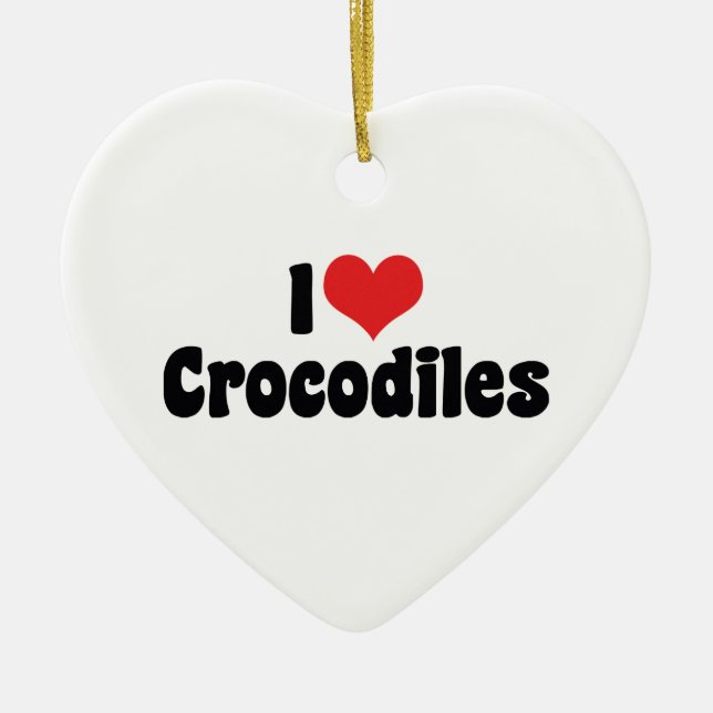 I Love Heart Crocodiles - Crocodile Lover Ceramic Ornament (Front)
