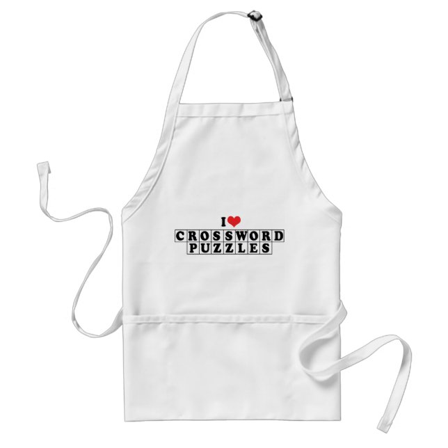 I Love Heart Crossword Puzzles - Puzzle Lover Adult Apron (Front)