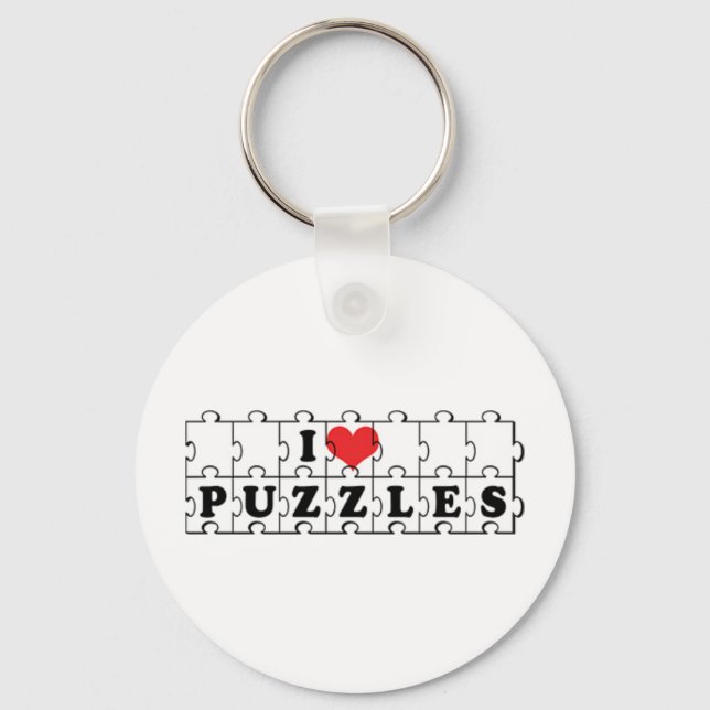 I Love Heart Crossword Puzzles - Puzzle Lover Keychain (Front)