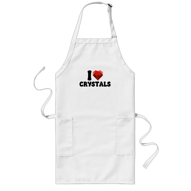 I Love Heart Crystals Jewelry Maker Lapidary Long Apron (Front)