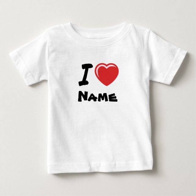 I Love Heart Custom Name Baby T-Shirt (Front)