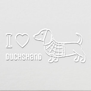 I Love Heart Dachshund Wiener Dog Plaid Sweater Embosser