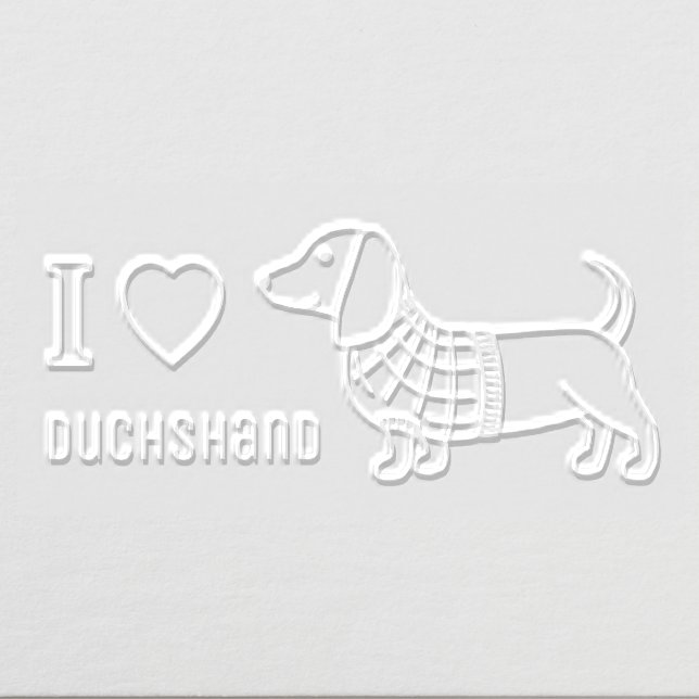I Love Heart Dachshund Wiener Dog Plaid Sweater Embosser (Design)