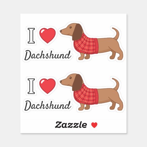 I Love Heart Dachshund Wiener Dog Red Sweater Sticker
