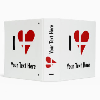 I  Love (Heart Danish Flag) Personalized Text 3 Ring Binder
