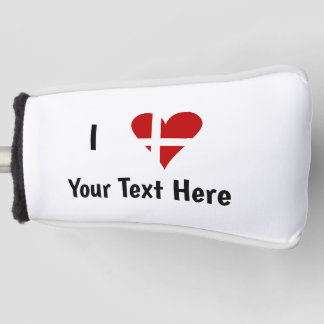 I  Love (Heart Danish Flag) Personalized Text Golf Head Cover