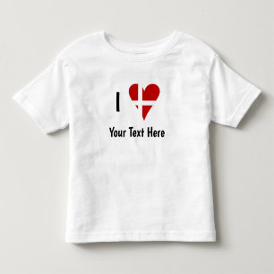 I Love (Heart Danish Flag) Personalized Text Toddler T-shirt