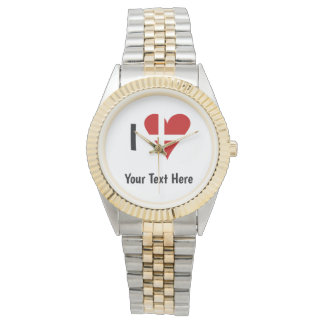 I  Love (Heart Danish Flag) Personalized Text Watch