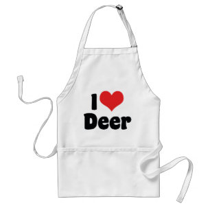 I Love Heart Deer Adult Apron