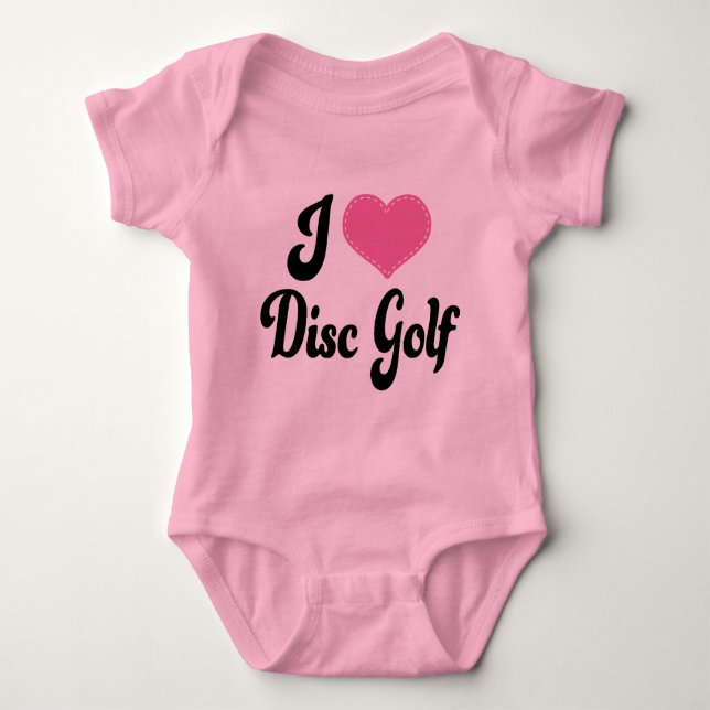 I Love (Heart) Disc Golf Baby Bodysuit (Front)