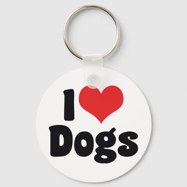 I Love Heart Dogs - Dog Canine Lover Keychain (Front)