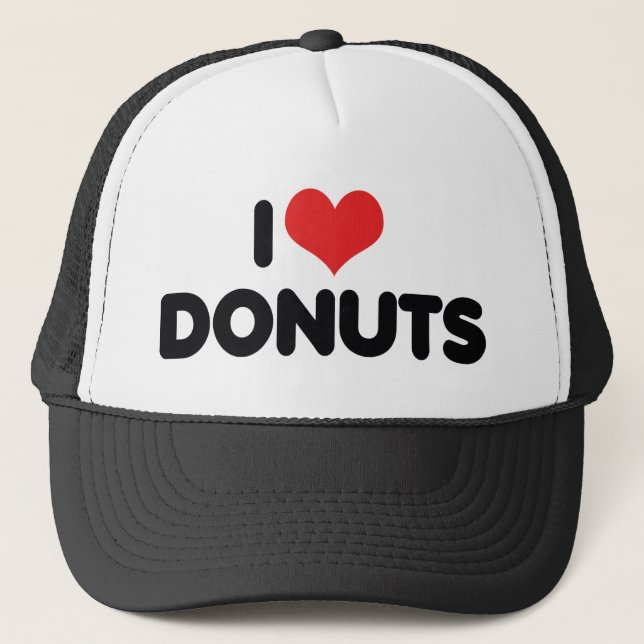 I Love Heart Donuts - Donut Snack Food Sugar Lover Trucker Hat (Front)