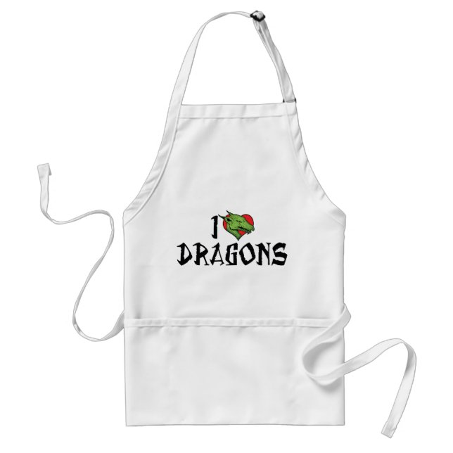 I Love Heart Dragons Adult Apron (Front)