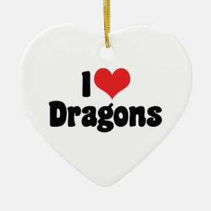 I Love Heart Dragons Ceramic Ornament