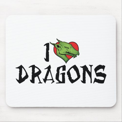 I Love Heart Dragons Mouse Pad
