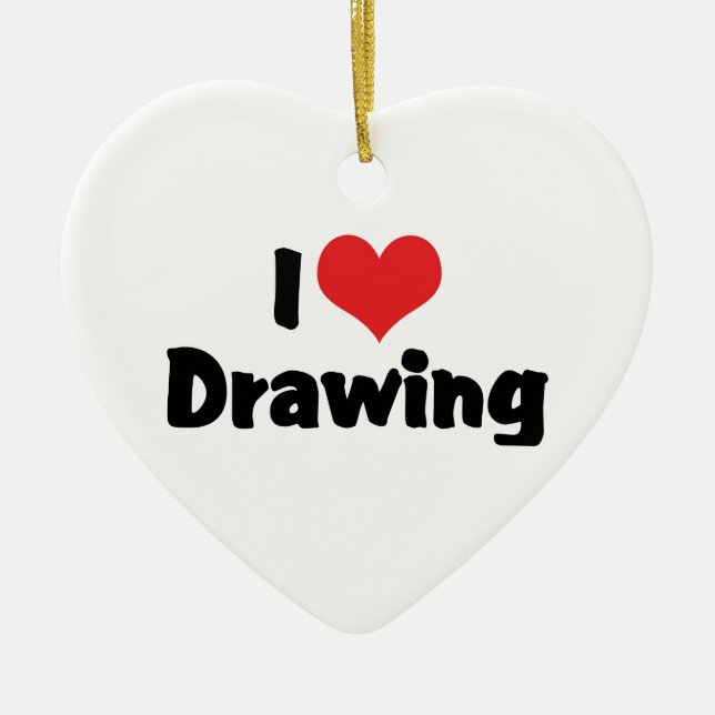 I Love Heart Drawing - Artists & Illustrator Ceramic Ornament (Front)