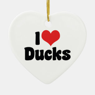 I Love Heart Ducks Ceramic Ornament
