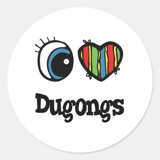 I Love (Heart) Dugongs Classic Round Sticker (Front)