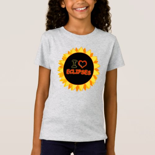 I love heart Eclipses sun astronomy kids T_Shirt