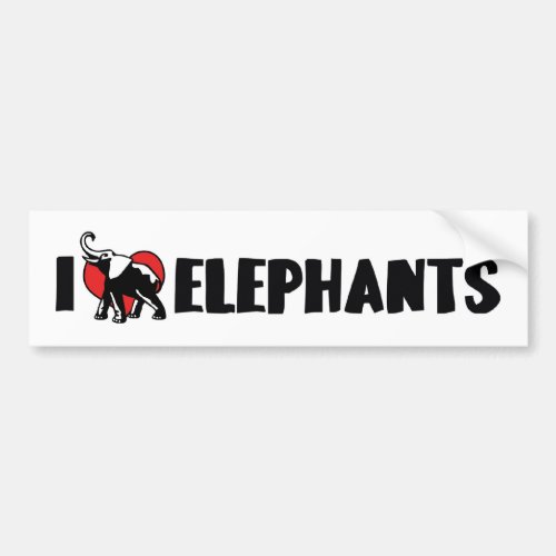 I Love Heart Elephants _ Elephant Lover Bumper Sticker