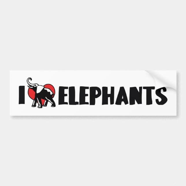 I Love Heart Elephants - Elephant Lover Bumper Sticker (Front)